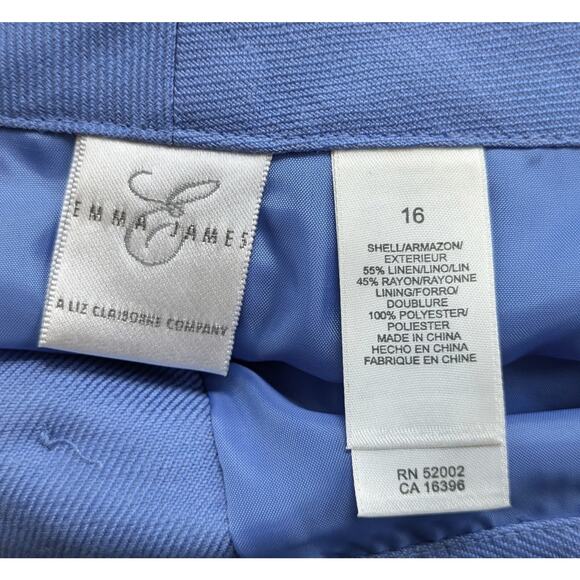 NEW Emma James Claiborne Straight Maxi Skirt 16 Blue Linen Button Front Vintage - Picture 7 of 9